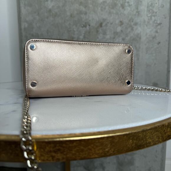 Kate Spade Rose Gold Top Handle Mini Satchel in Metallic Saffia Glittering - Picture 13 of 14